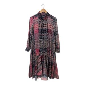 D-Rama High-Low Patchwork Shirt Dress - Pink & Black